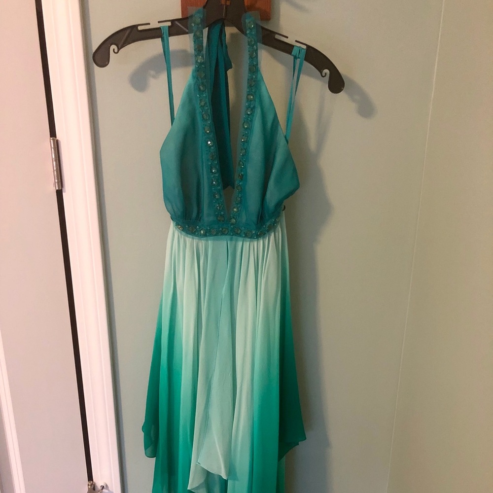 BCBG Max Azria Teal/Green Halter Dress